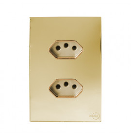 Conjunto Tomada Dupla 20a 4x2 - Novara Glass Dourado Gold